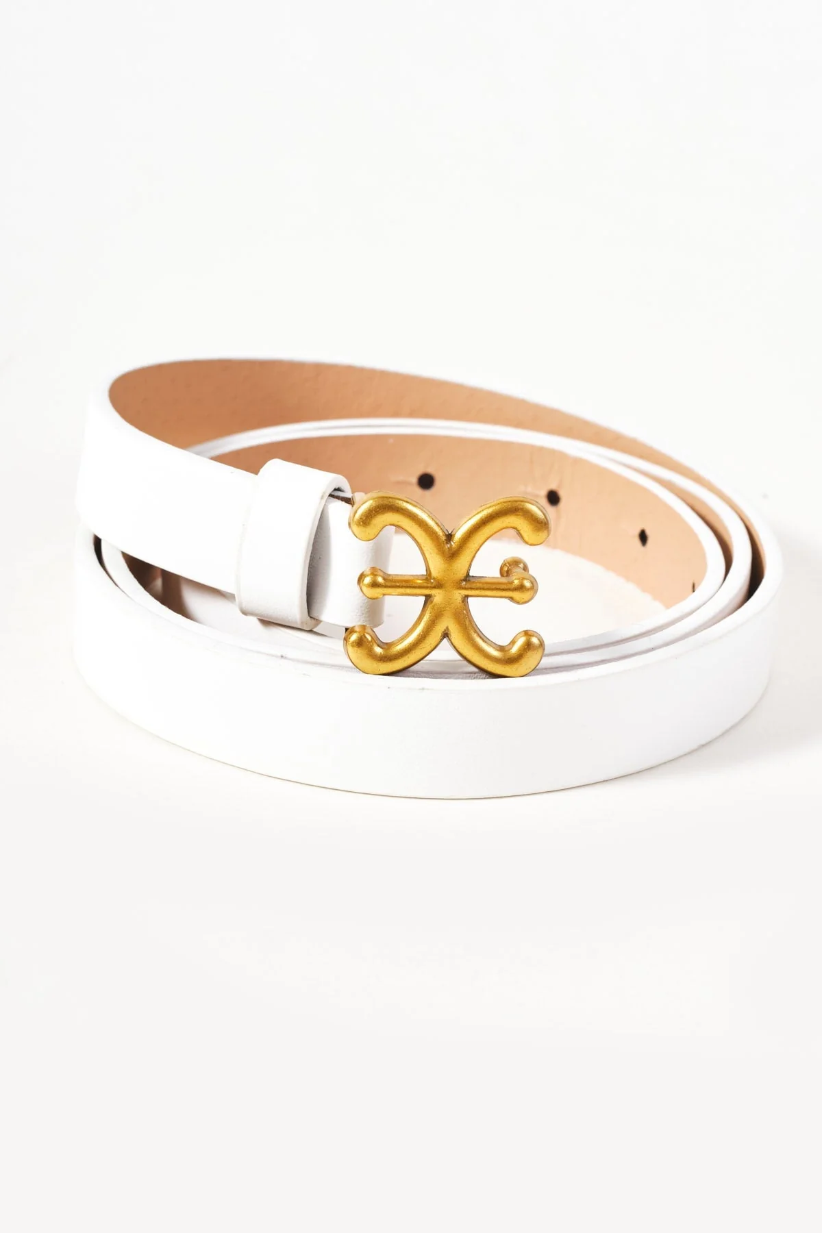 White Link Detail Skinny Belt - Size S/M