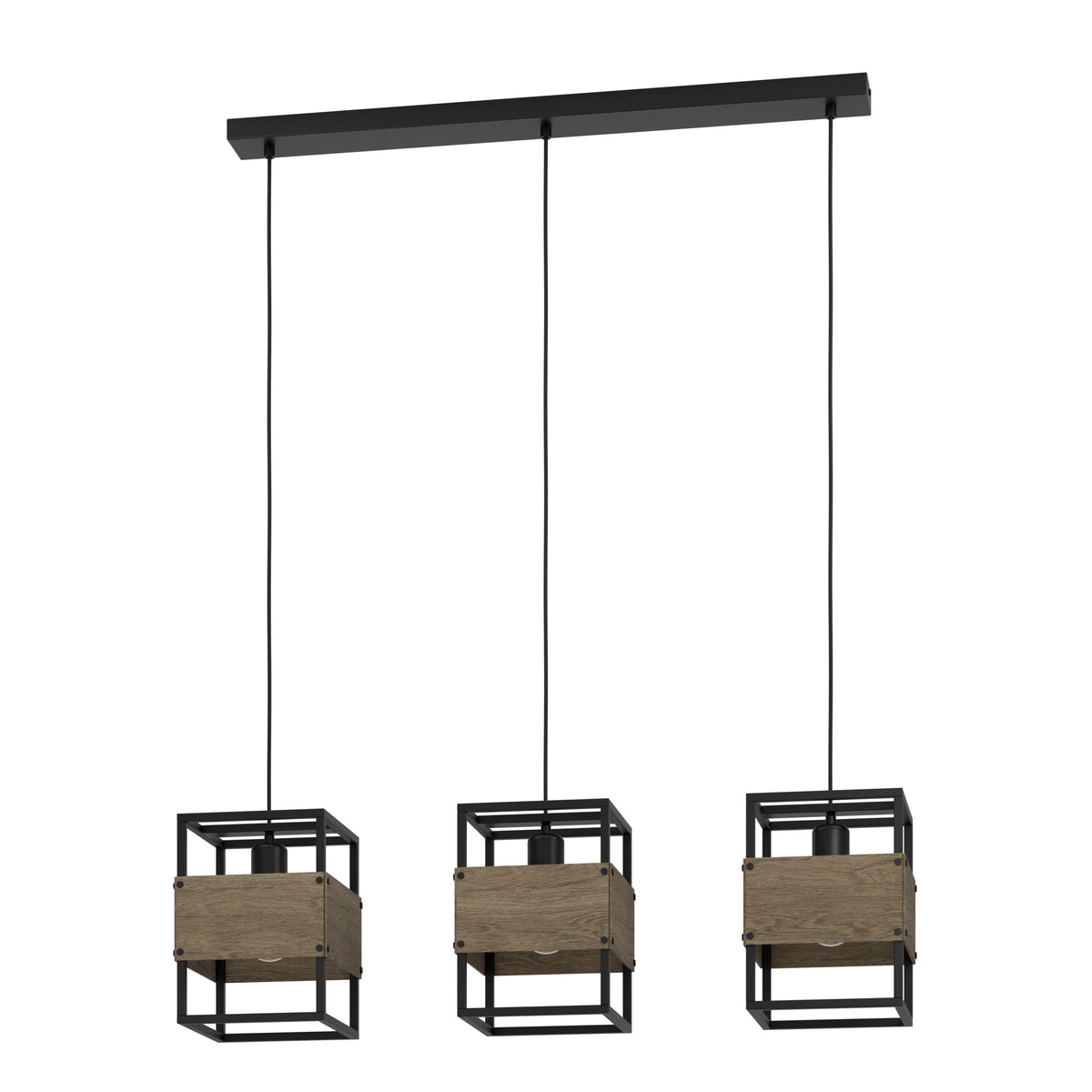 EGLO hanglamp Evesham - e27 - 89,5 cm - zwart/bruin - hout