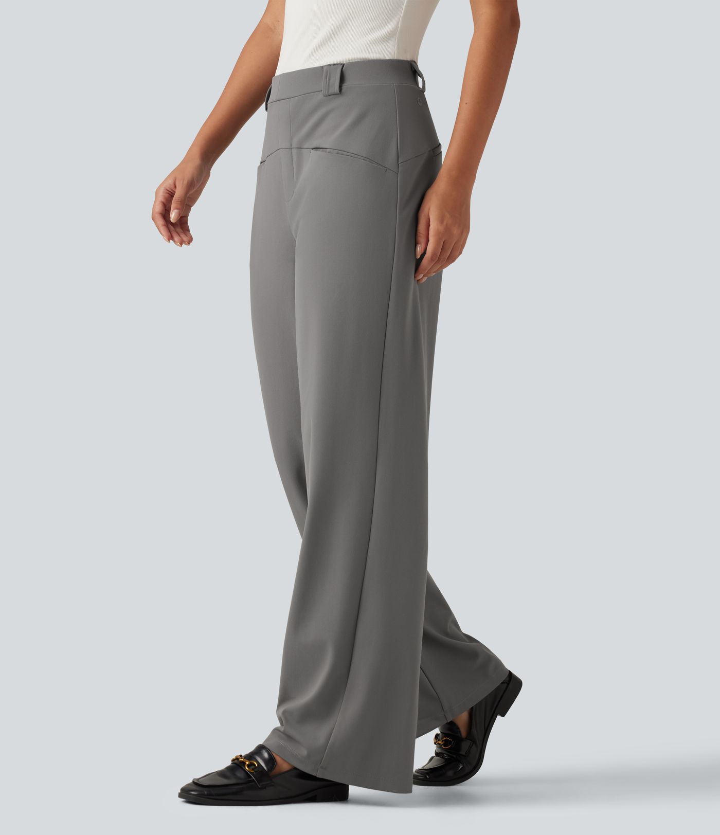 Pantalon de bureau Halara Flex™ taille mi-haute coupe large avec poches