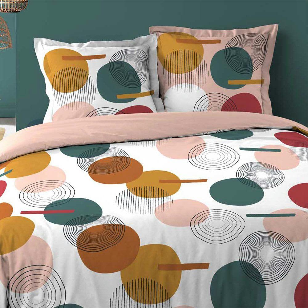 ROLLIPOP - Parure de couette aux cercles colorés coton multicolore 220x240cm