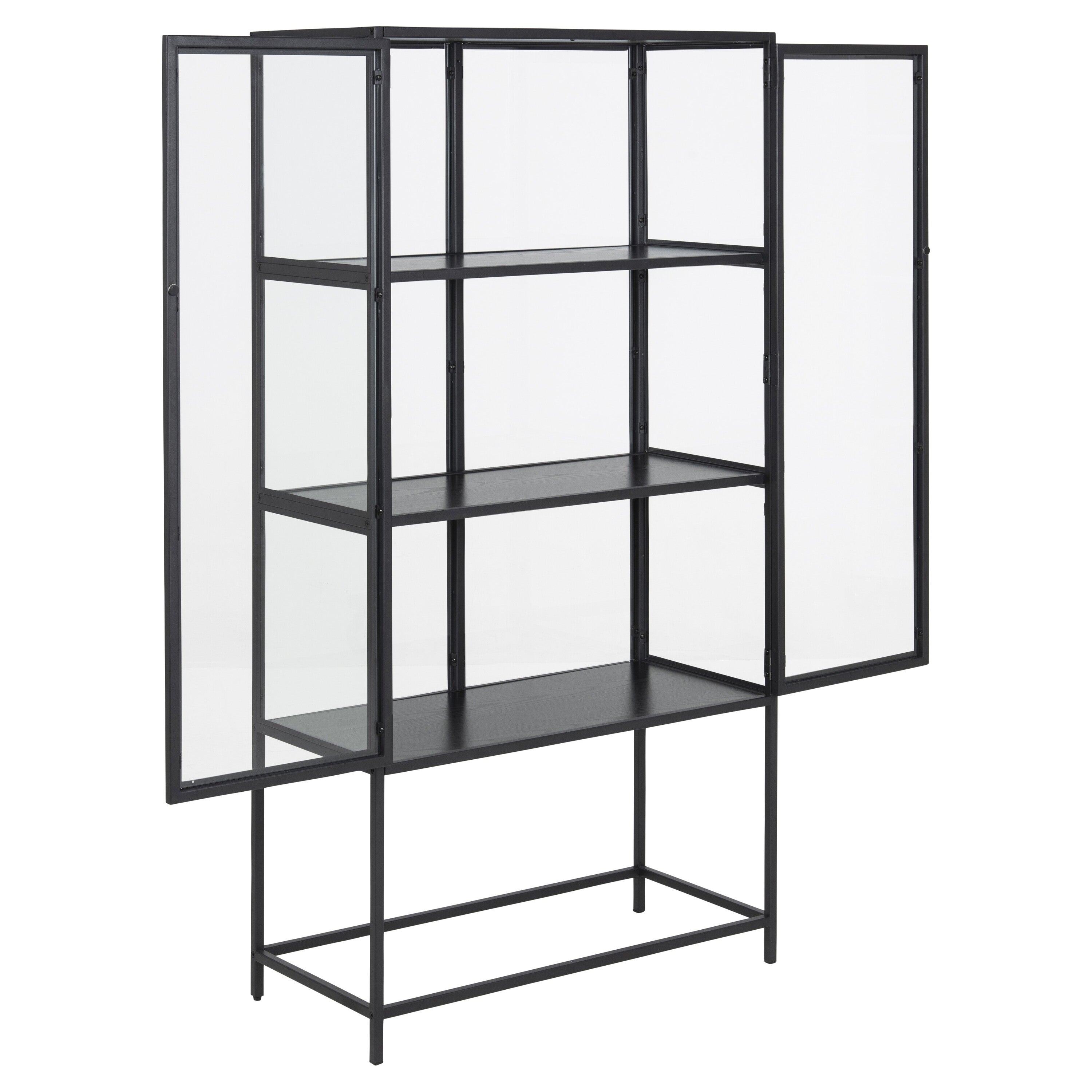 by fonQ Jaxon Vitrinekast 150 x 77 cm - Zwart