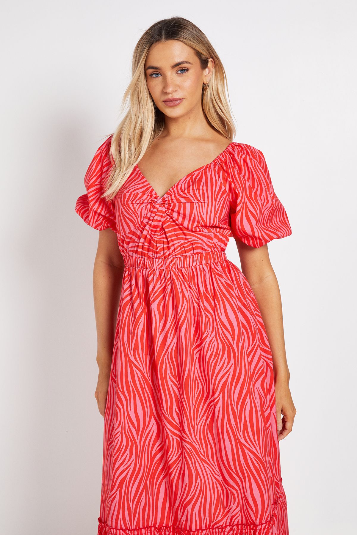 Dorothy Perkins Zebra Poplin Twist Front Midi Dress