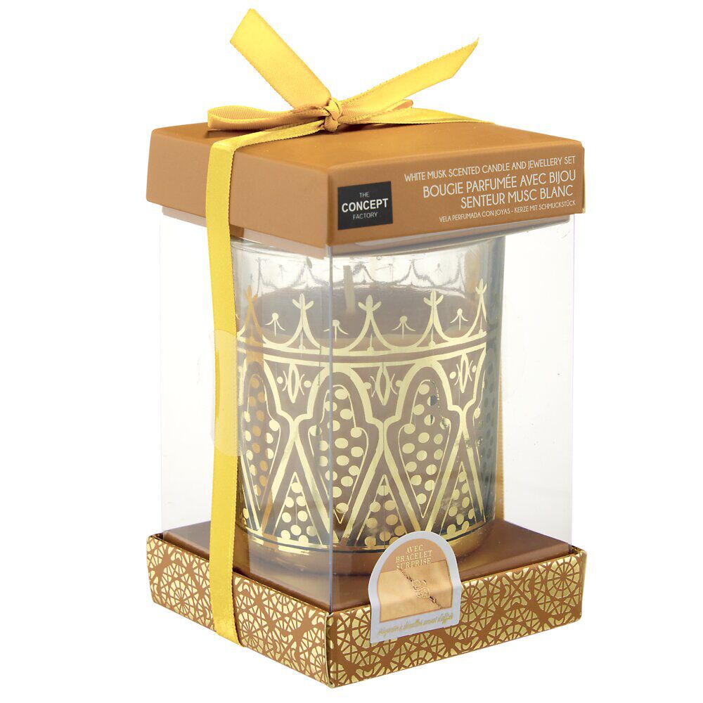 Bougie bijou parfumée dans verre senteur musc blanc Ø7xH8cm