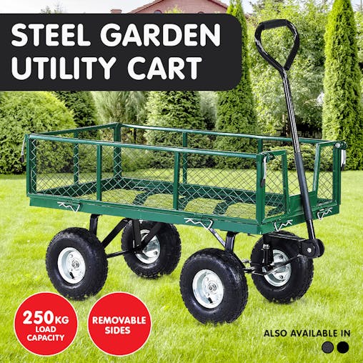 NNEDPE Garden Cart with Mesh Liner Lawn Folding Trolley
