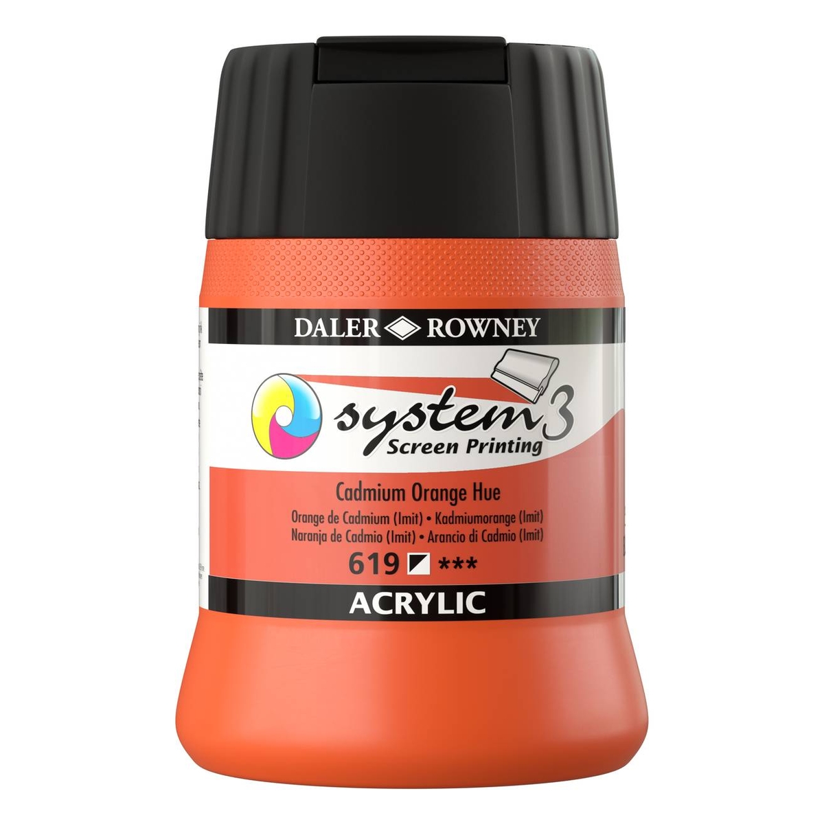Daler-Rowney System3 Cadmium Orange Screen Printing Acrylic Ink 250ml