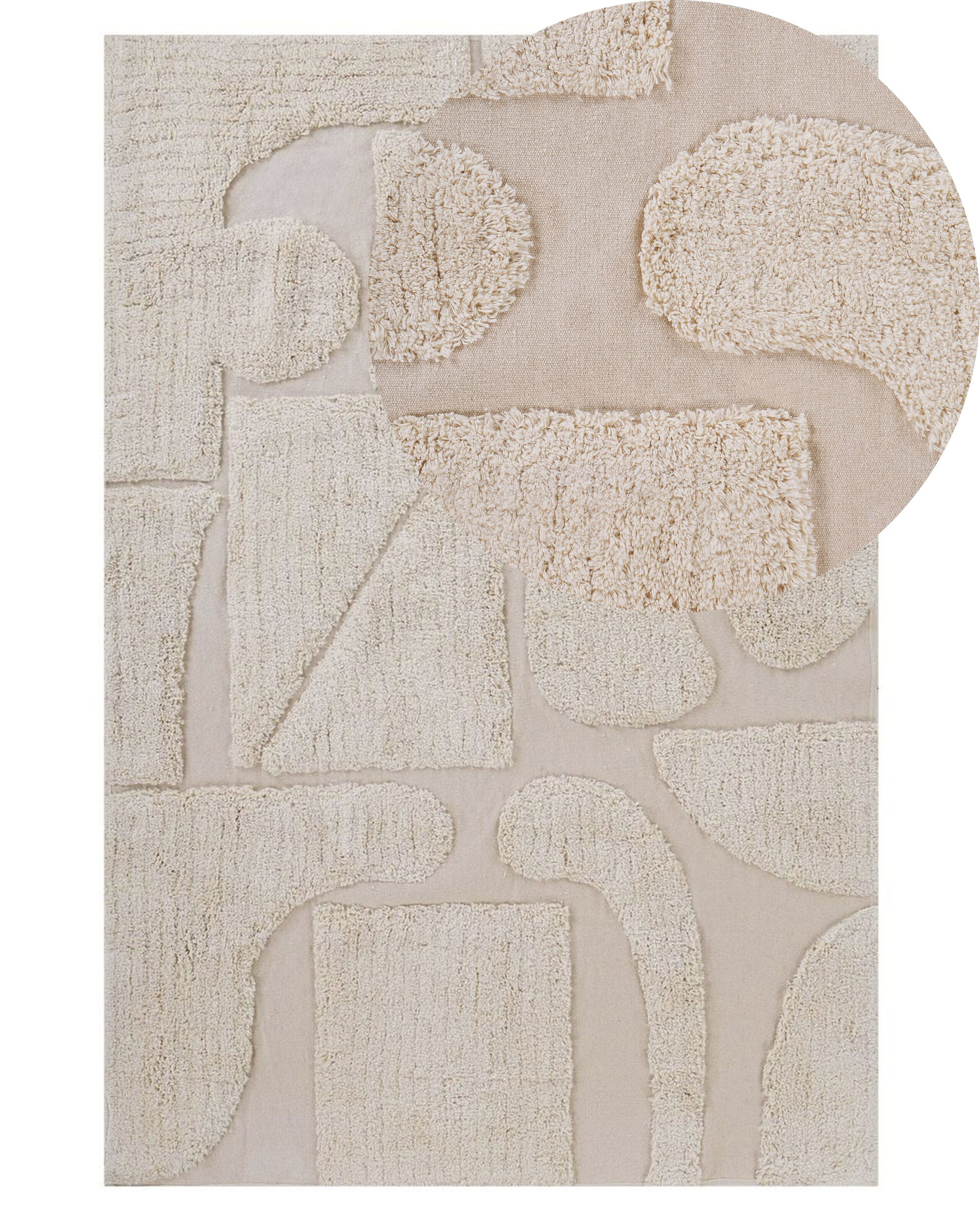 Dywan bawełniany abstrakcyjny wzór 140x200 cm beż