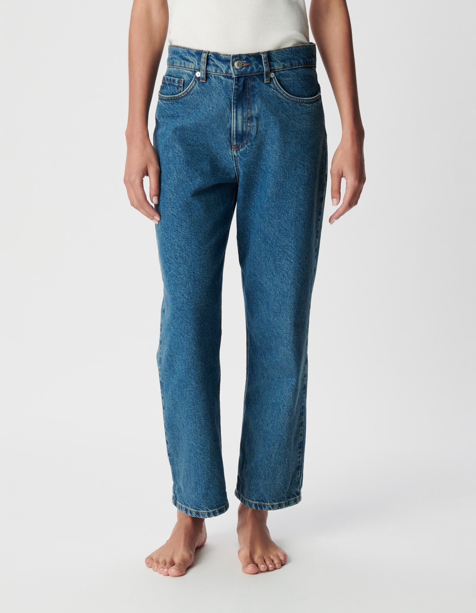Jean boyfriend bleu longueur cropped Charlotte Femme