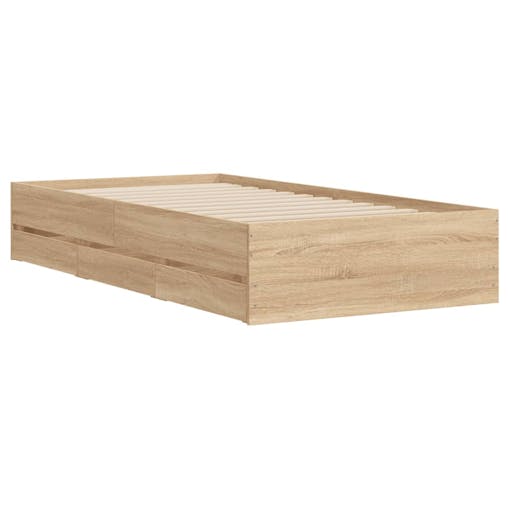 NNEVL Bed Frame with Drawers Sonoma Oak 90x190 cm Engineered Wood