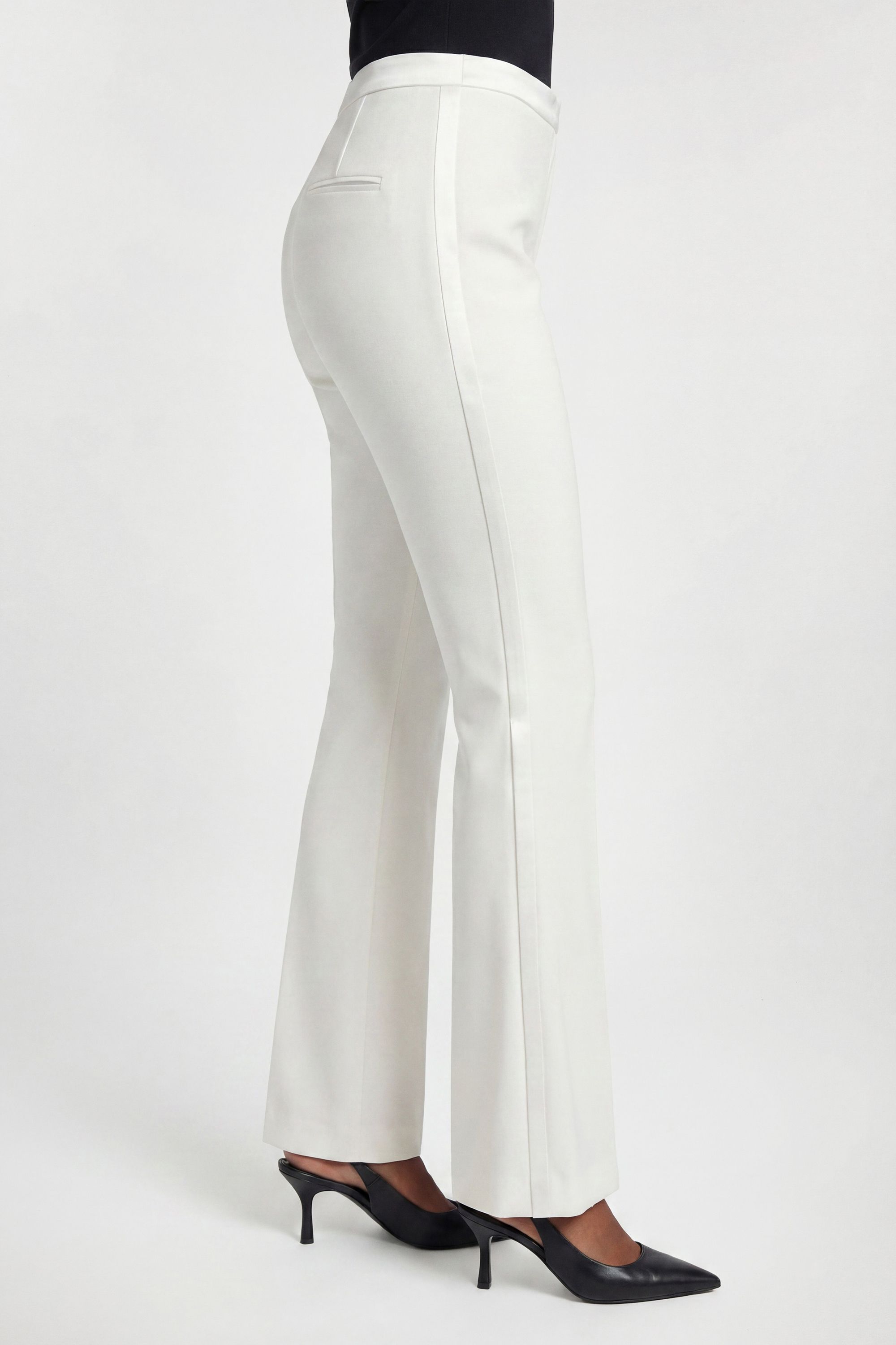 KarenMillen Petite Compact Stretch Satin Side Tailored Straight Leg Trouser