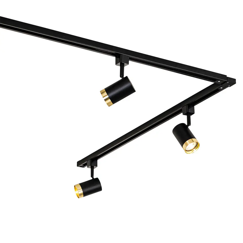 Qazqa railverlichting set iconic jeana zwart gu10