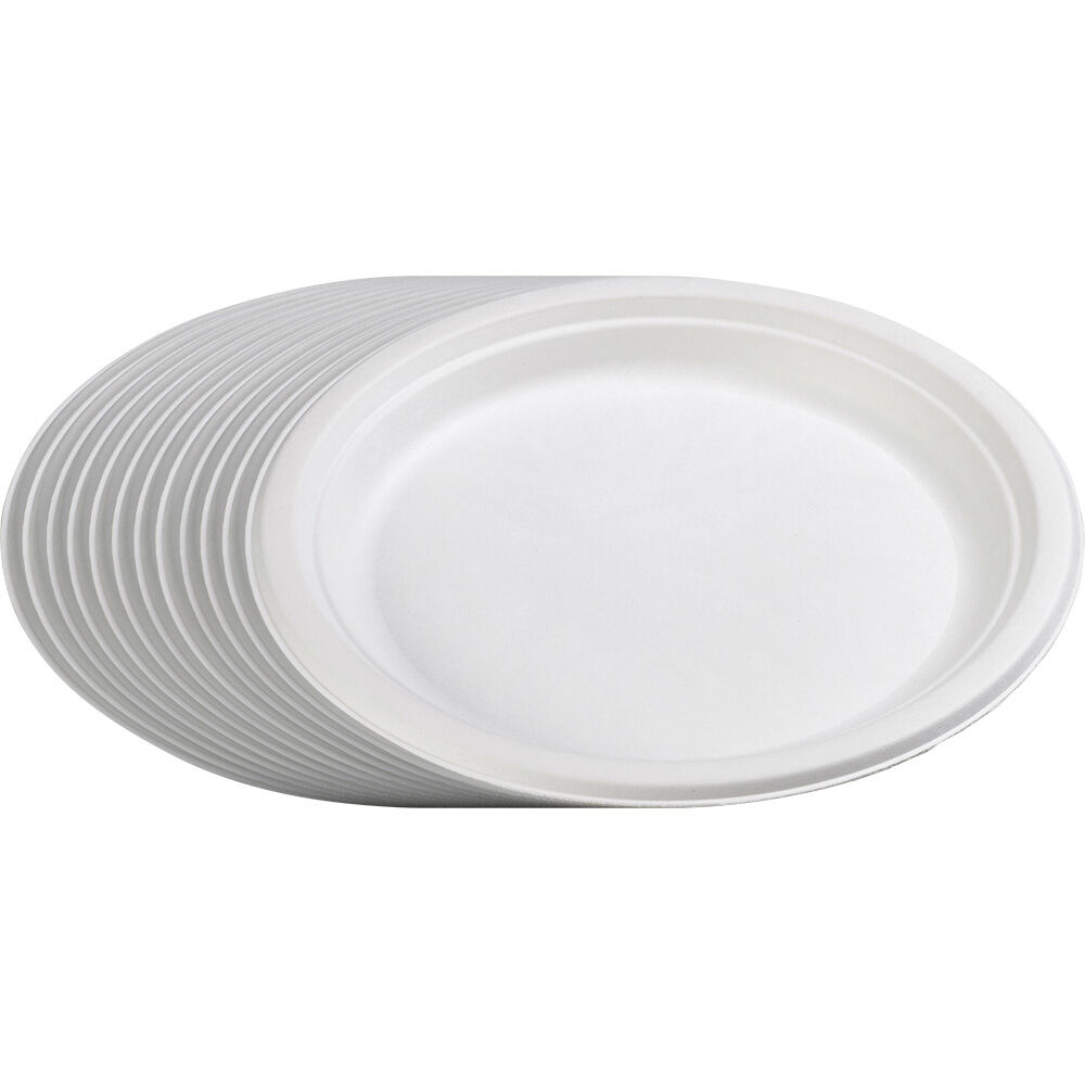 Assiette plate ronde en canne à sucre x12