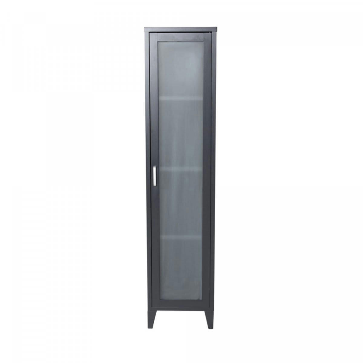 SACHA - Armoire noire vitrée moderne en métal 150cm