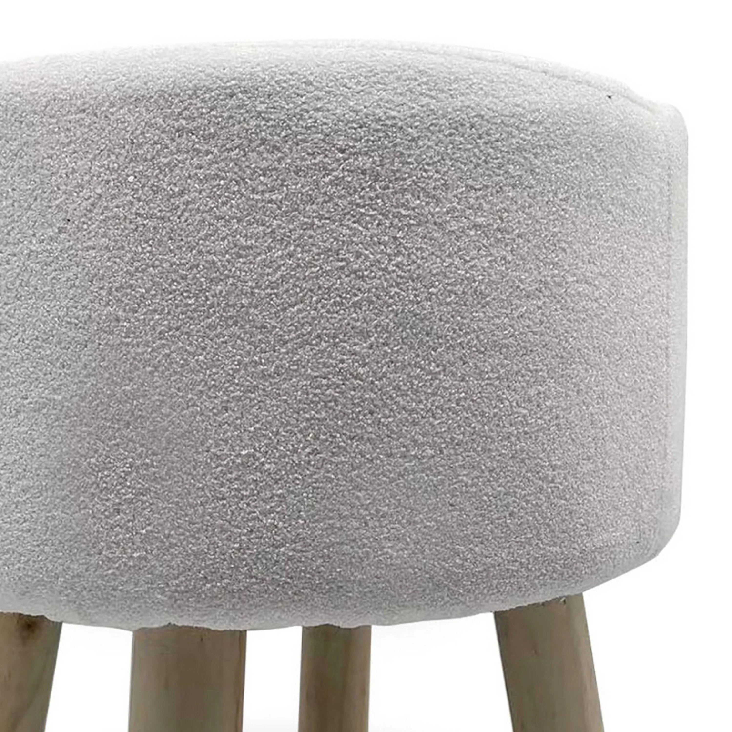 Ginni Footstool Ottoman Set of 2, White Polyester, Soft Seat, Wood Legs