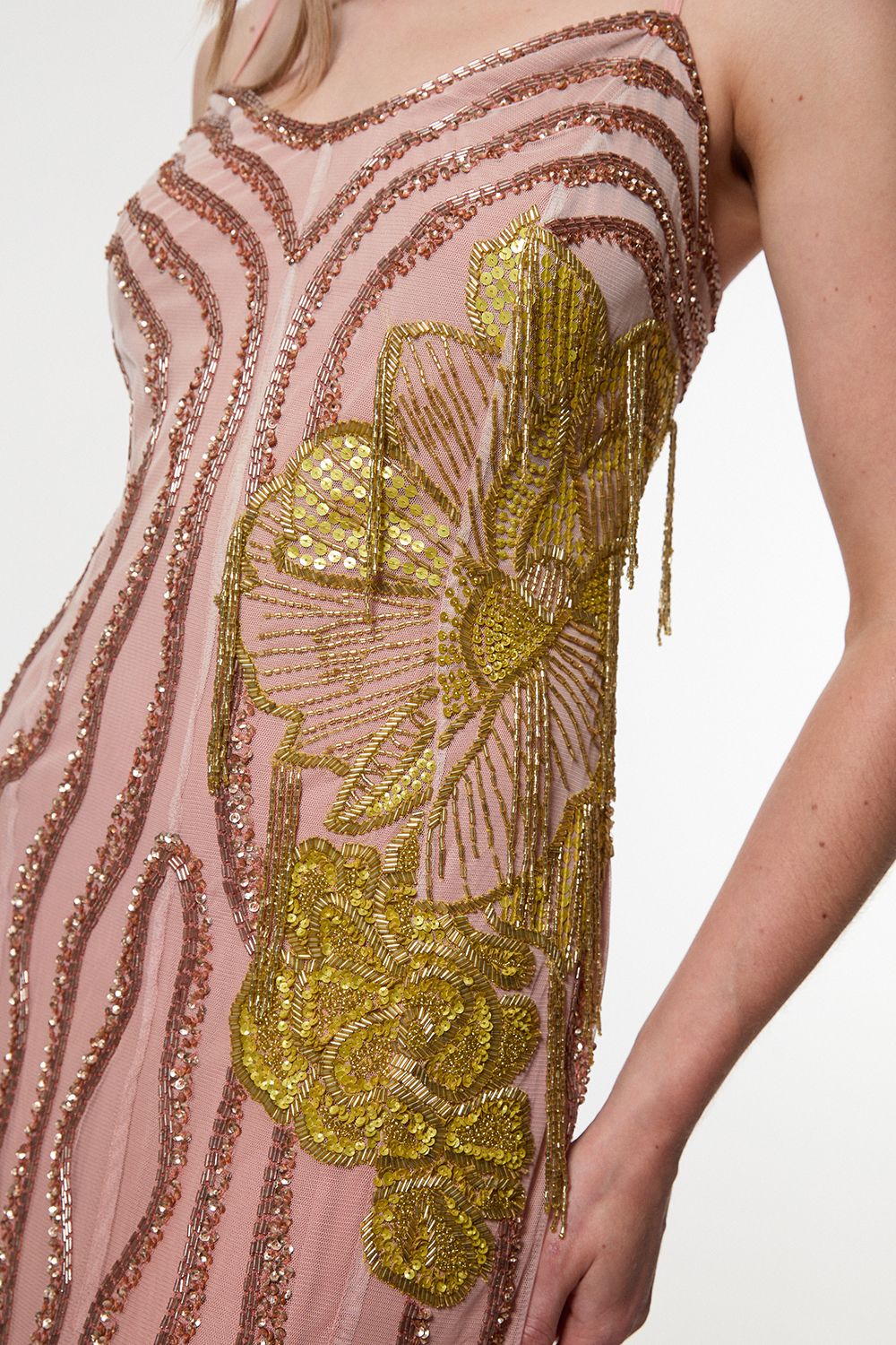 KarenMillen Digital Ophelia Ombre Beaded Strapless Woven Maxi Dress