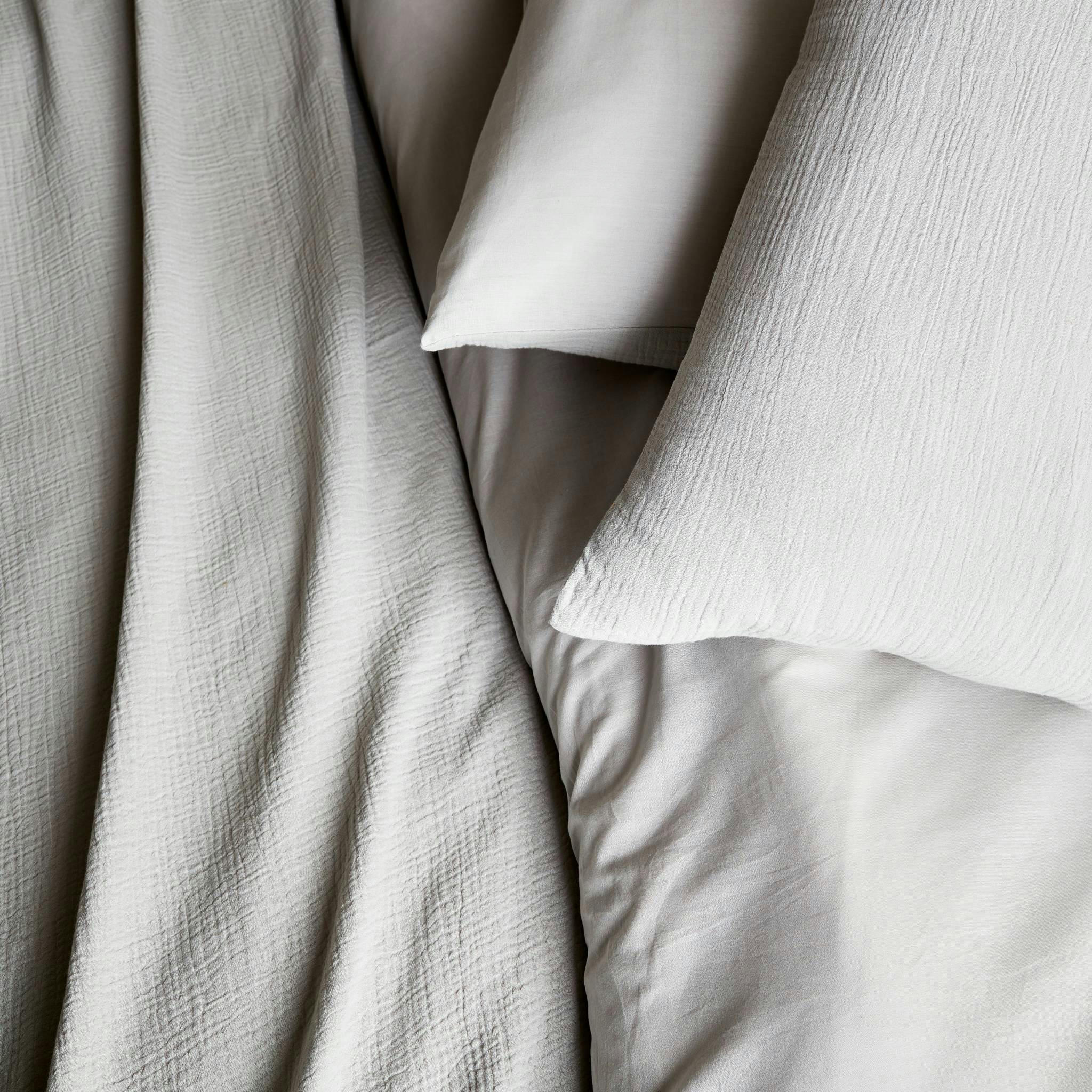 ALIX - Parure de lit gaze de coton gris clair 260x240cm