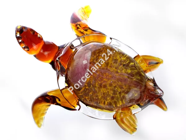 Figurka szklana 28 cm - Żółw z meduzą amber 4S.FIG.44002