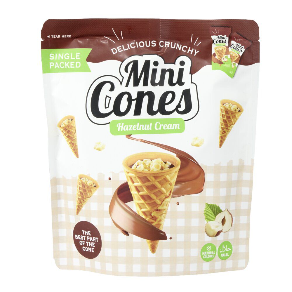 Mini-cônes gaufrettes18 portions fourrés crème de noisette 100gr