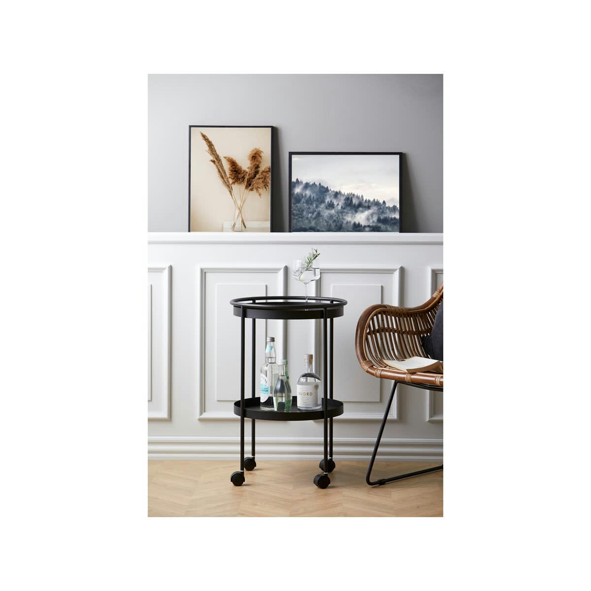 ROCKS - Chariot de bar à roulette en fer noir
