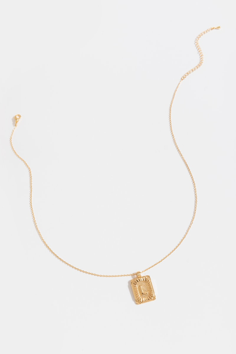 Initial ID Tag Pendant Necklace