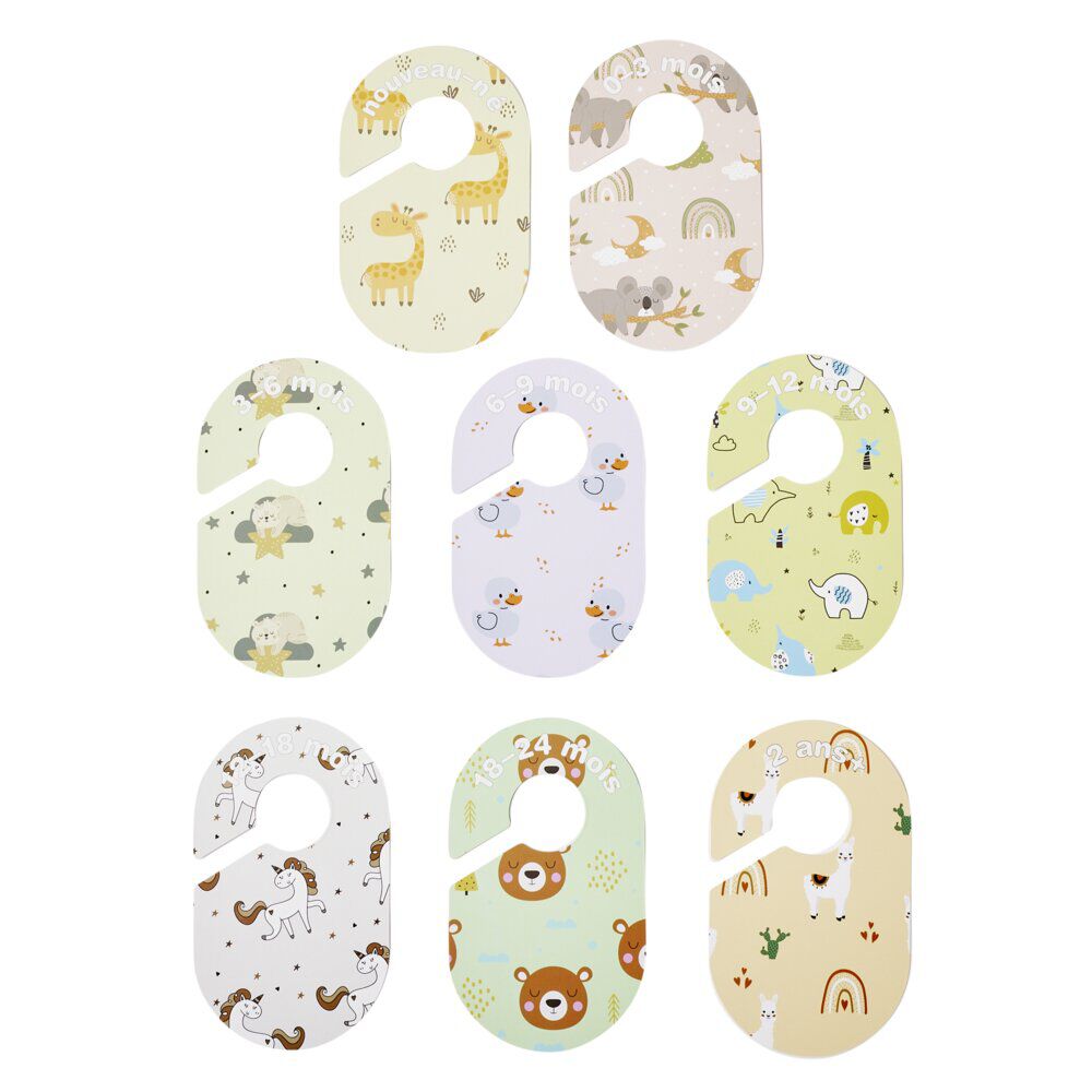 Séparateur de dressing enfant x8 motifs animaux 10xH16,50cm