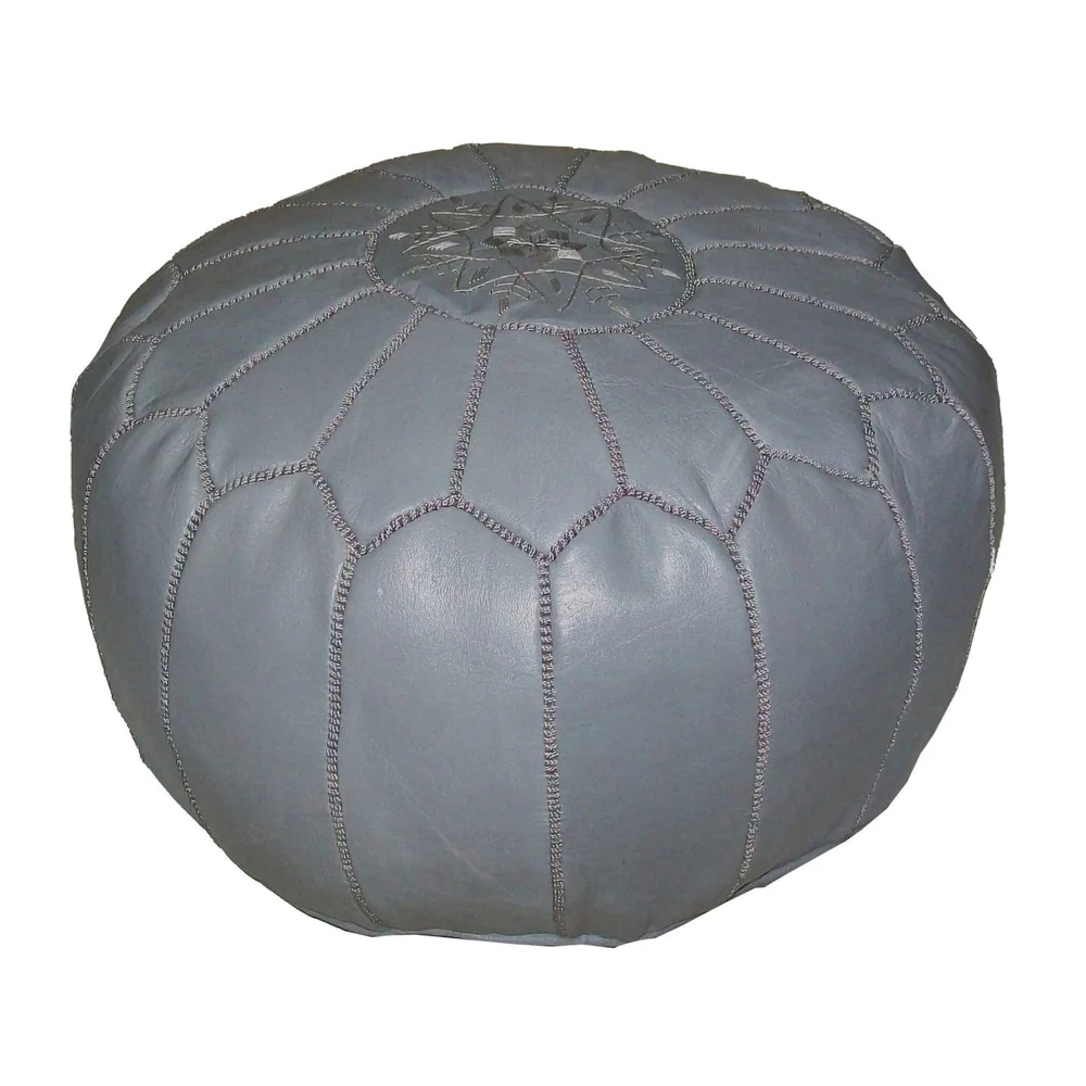 Handmade Leather Contemporary Ottoman Pouf (Morocco)