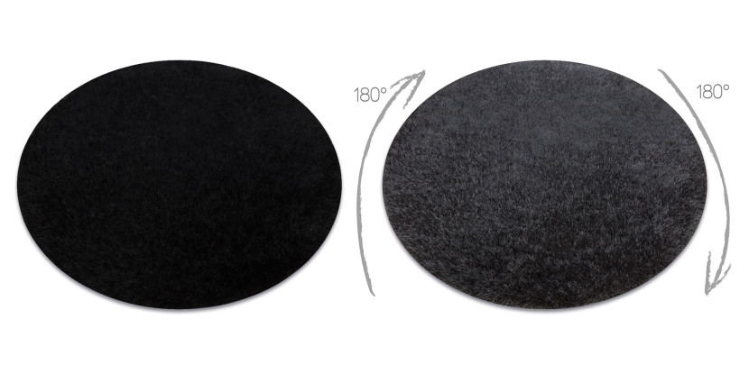 Dywan BUENOS 6649 shaggy jednolity, jednokolorowy czarny koło 80 cm