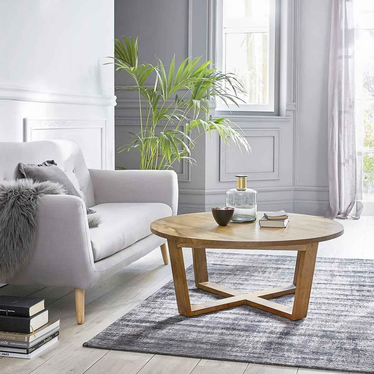 OSLO - Table basse en mindi massif ronde