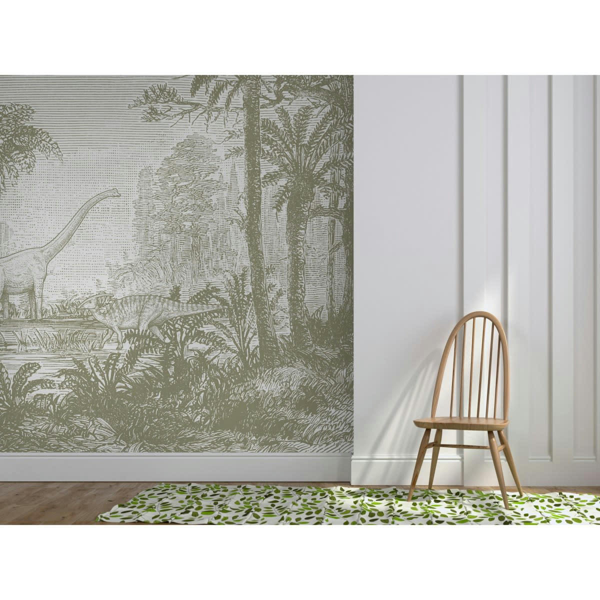 JURASSIK - Papier peint panoramique motif imprimé Vert tilleul 336x270cm