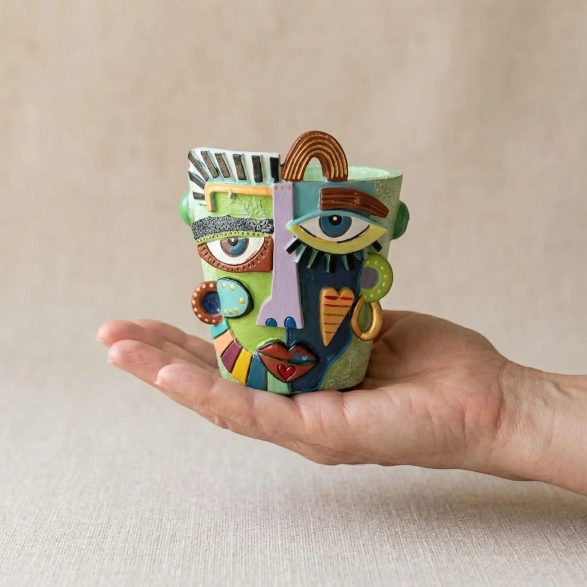 Decorative Plant Pot, Abstract Face Resin Planter, Modern Indoor Outdoor Succulent Pot, Plant Lover Gift, Home Decor