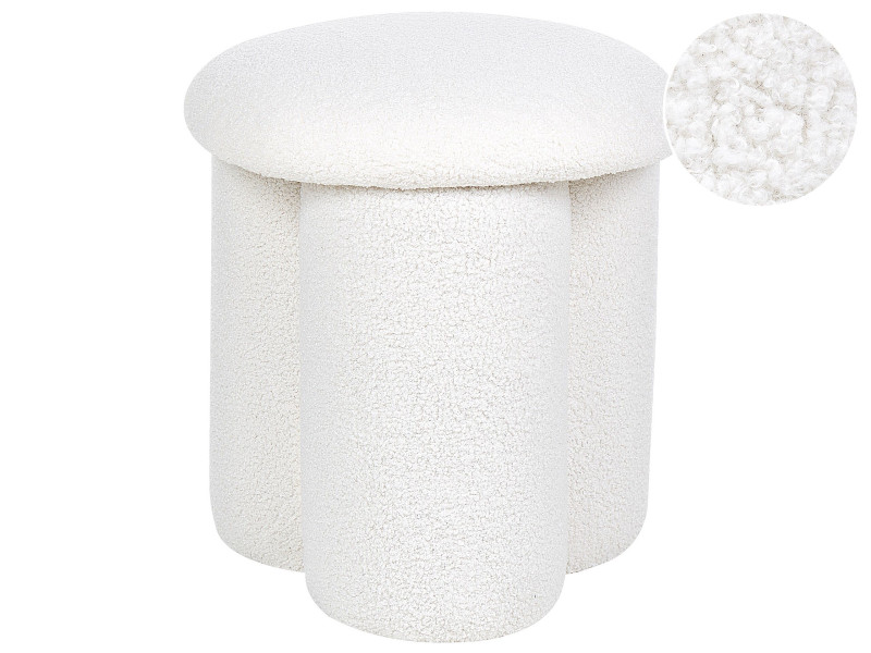 Puf podnóżek minimalistyczny boucle złamana biel