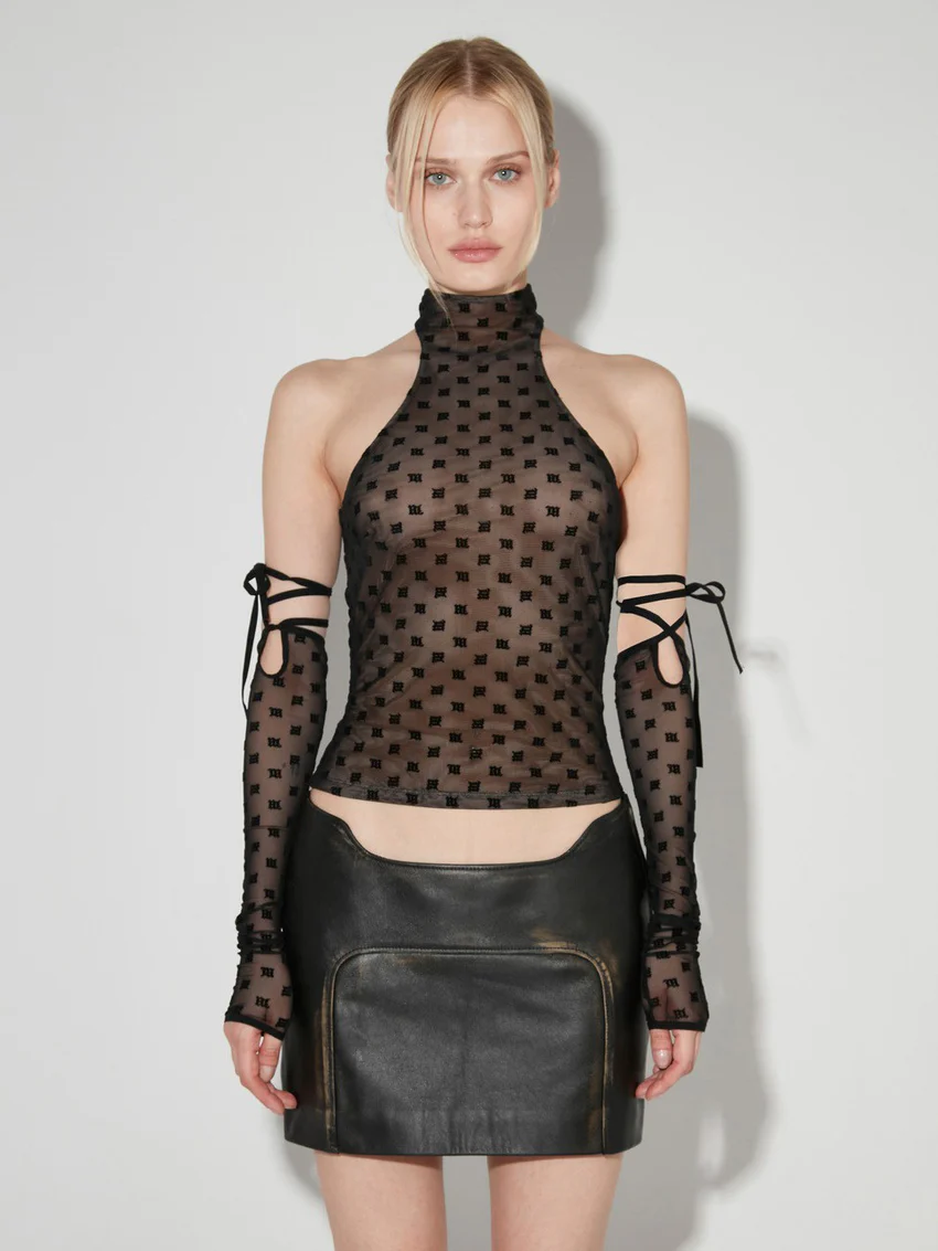 Mesh Monogram Halter Top
