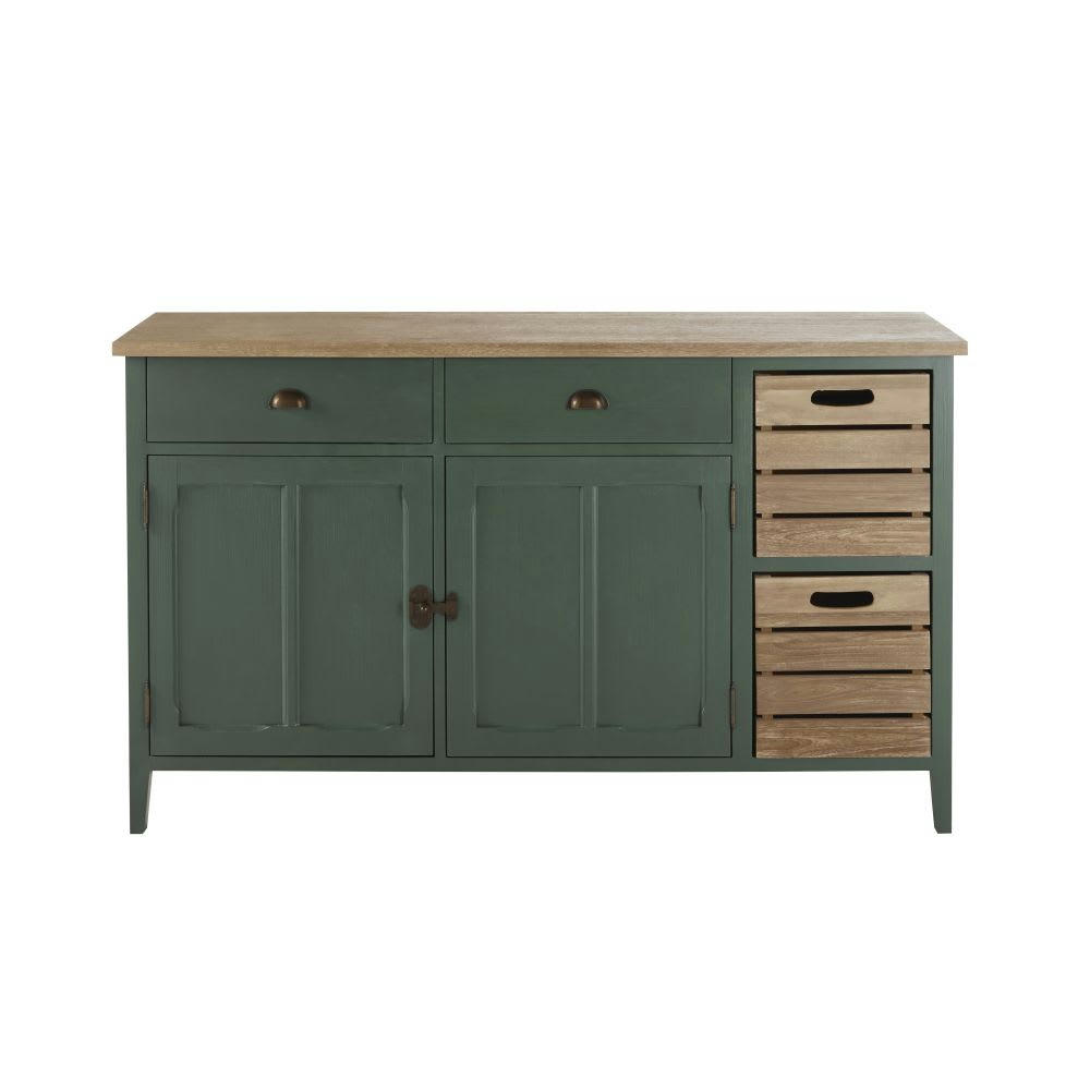 Beaumont - Buffet enfilade 2 portes et 4 tiroirs vert foncé