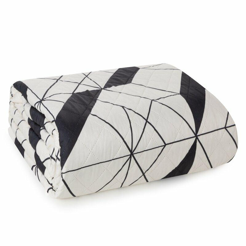 Narzuta dekoracyjna 200x220 Geo kremowa czarna geometryczna