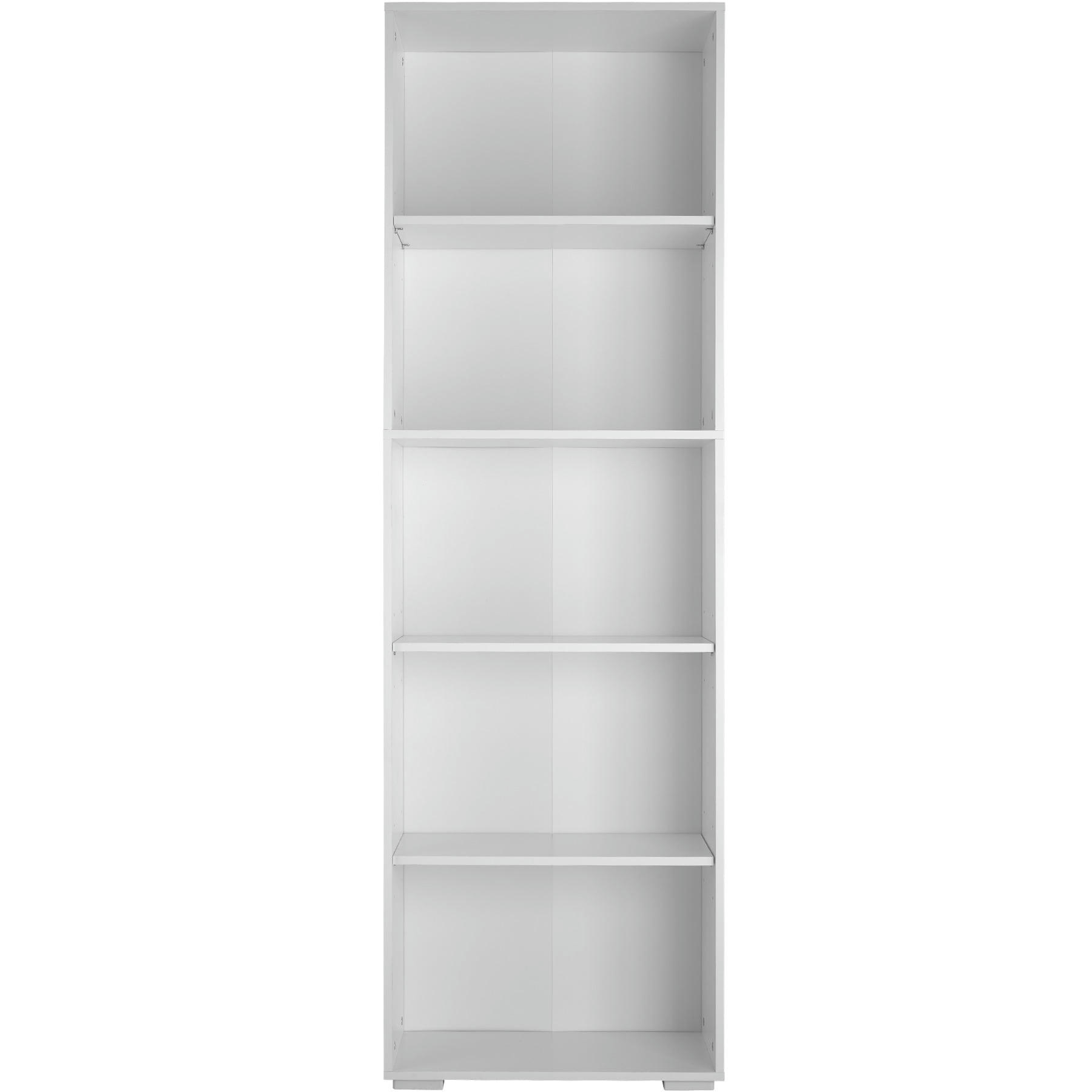 - Bibliothèque 5 étagères effet bois blanc