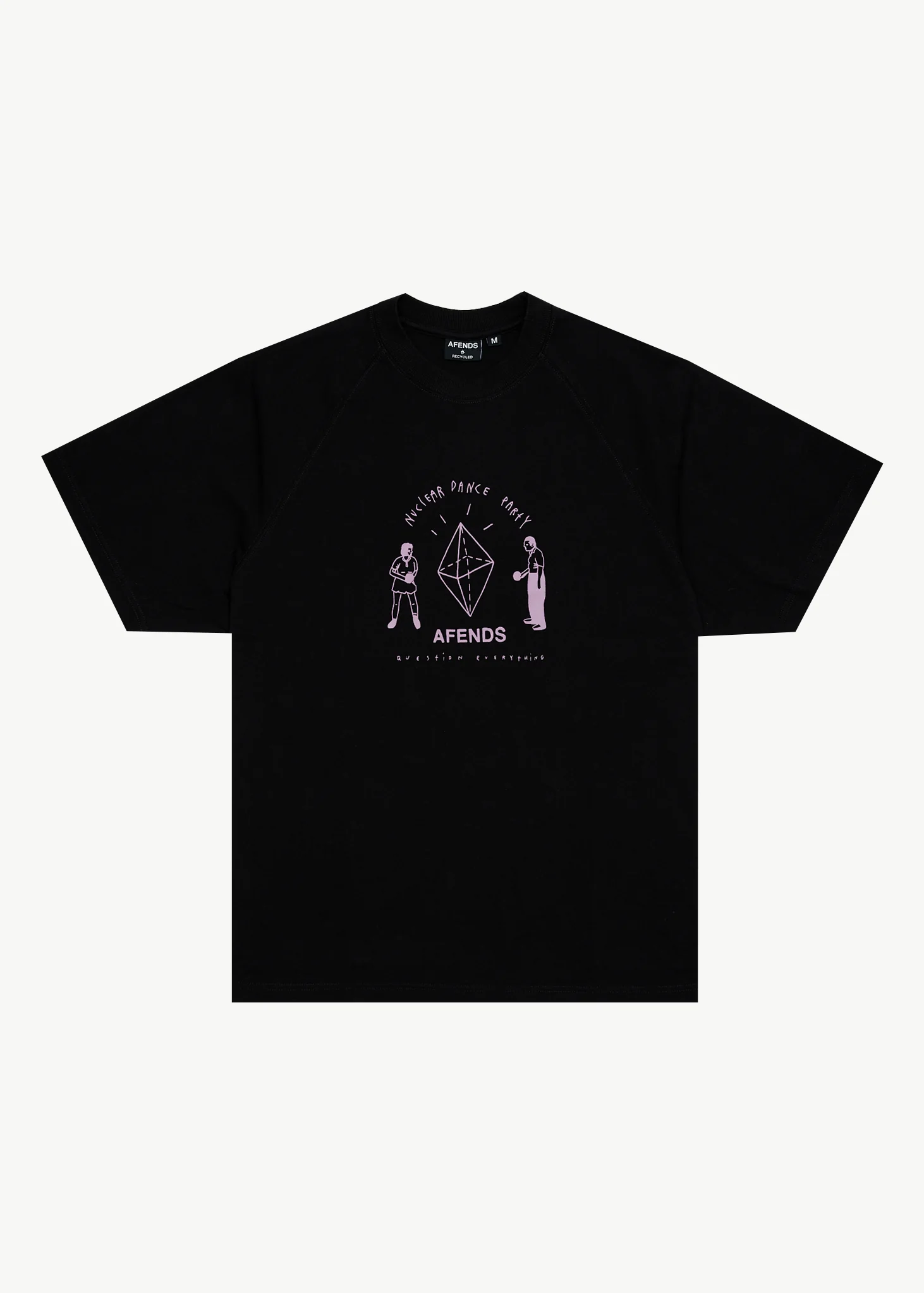 AFENDS Mens Dance Party - Raglan Boxy Tee - Black