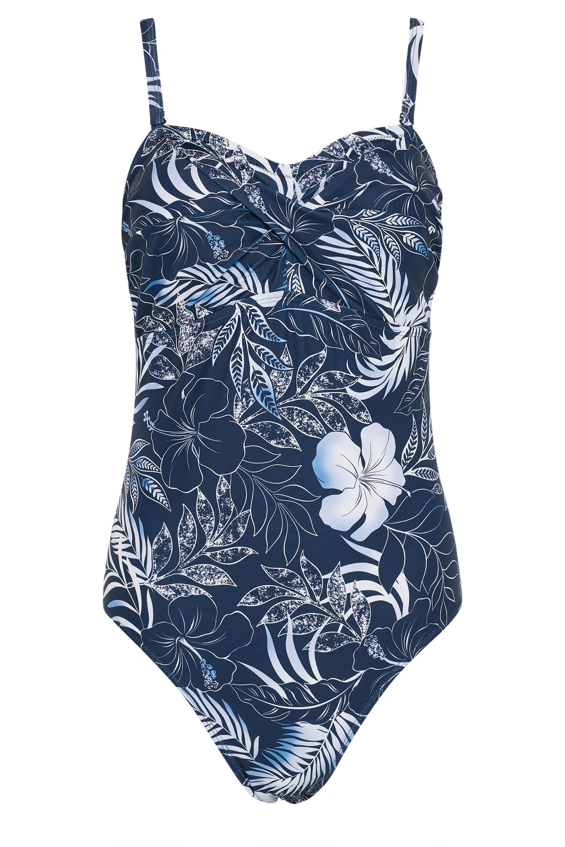 M&Co Tropical Print Twist Front Swimsuit
