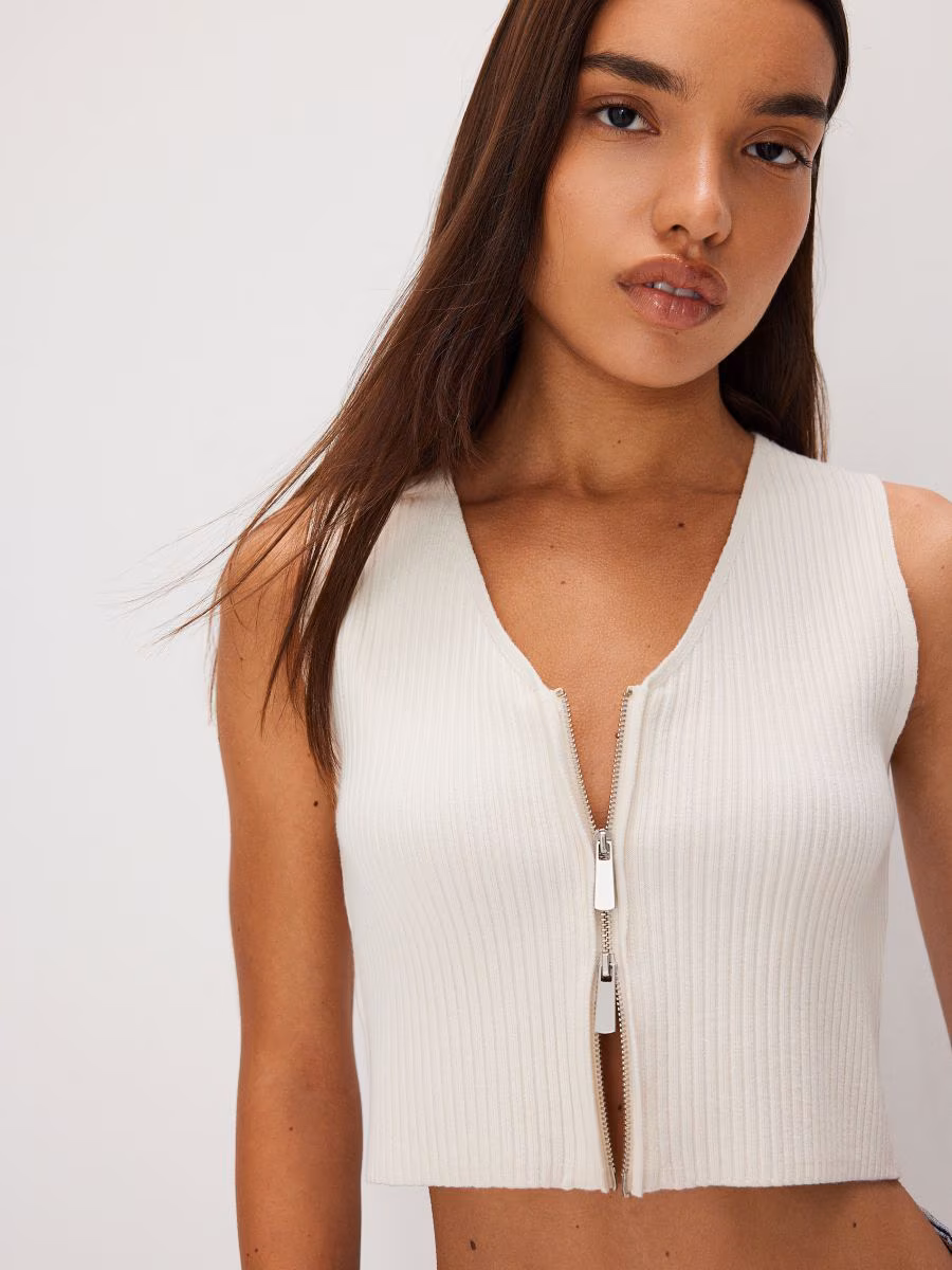 Cropped Viscose Rich Jersey Vest