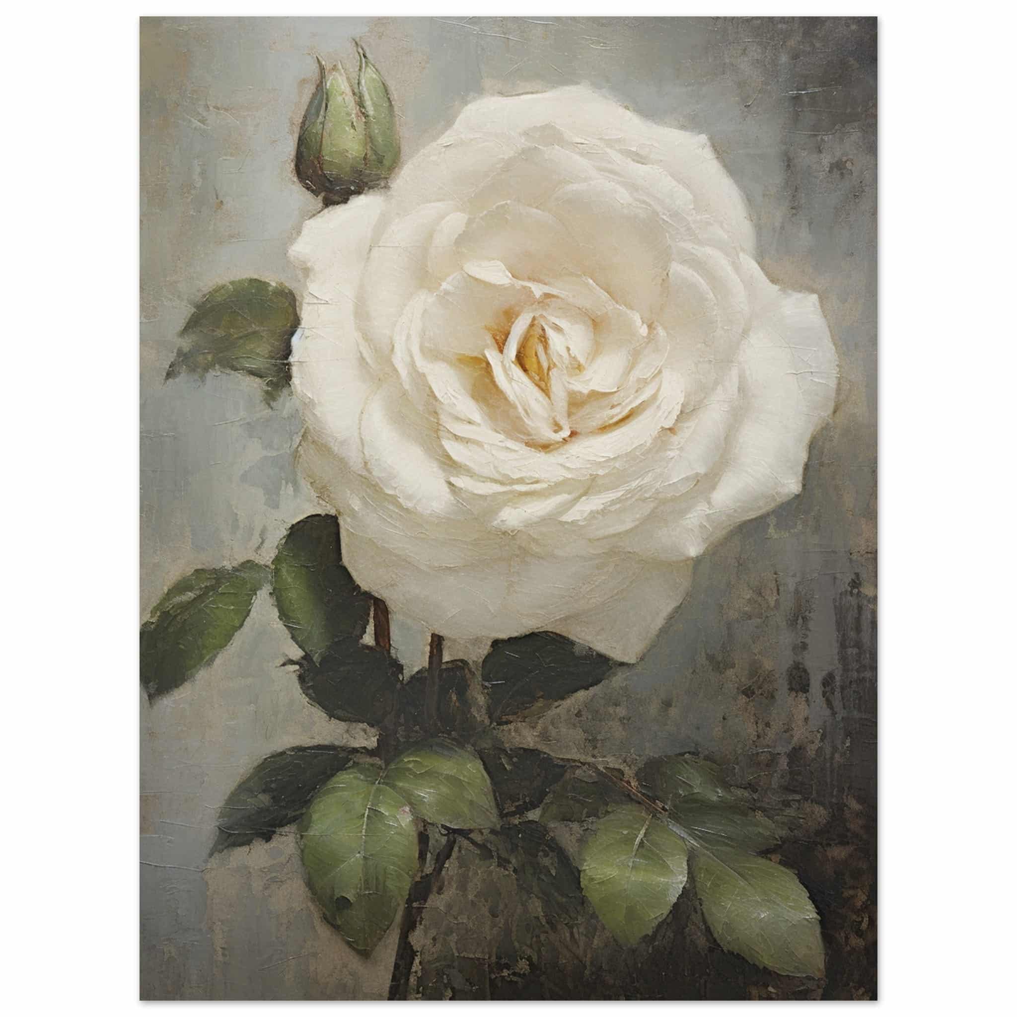 Artfulprints Poster White rose  - 30x40 cm - Wit
