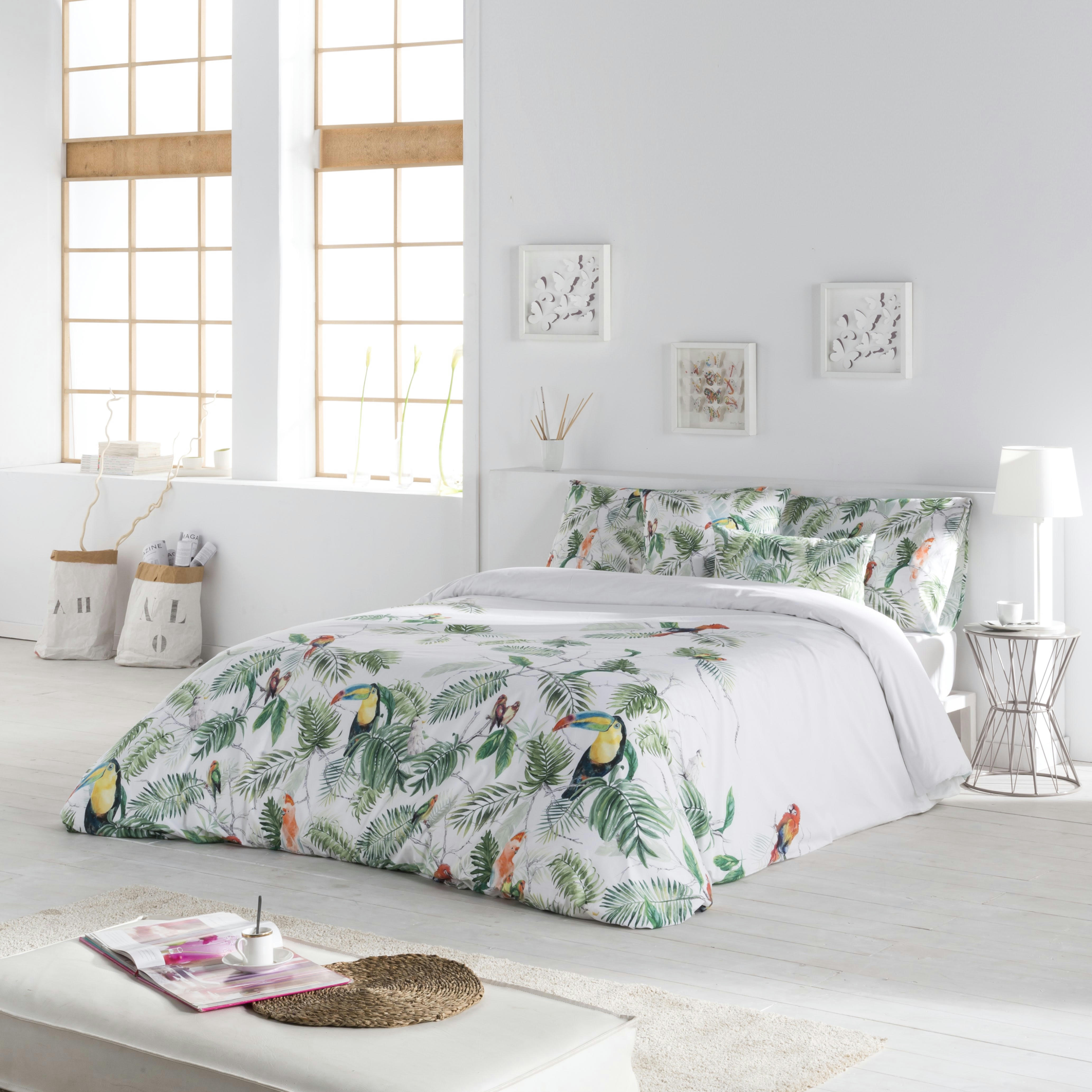 CATEY - Housse de couette imprimé jungle en percale Coton Vert 240x220 cm