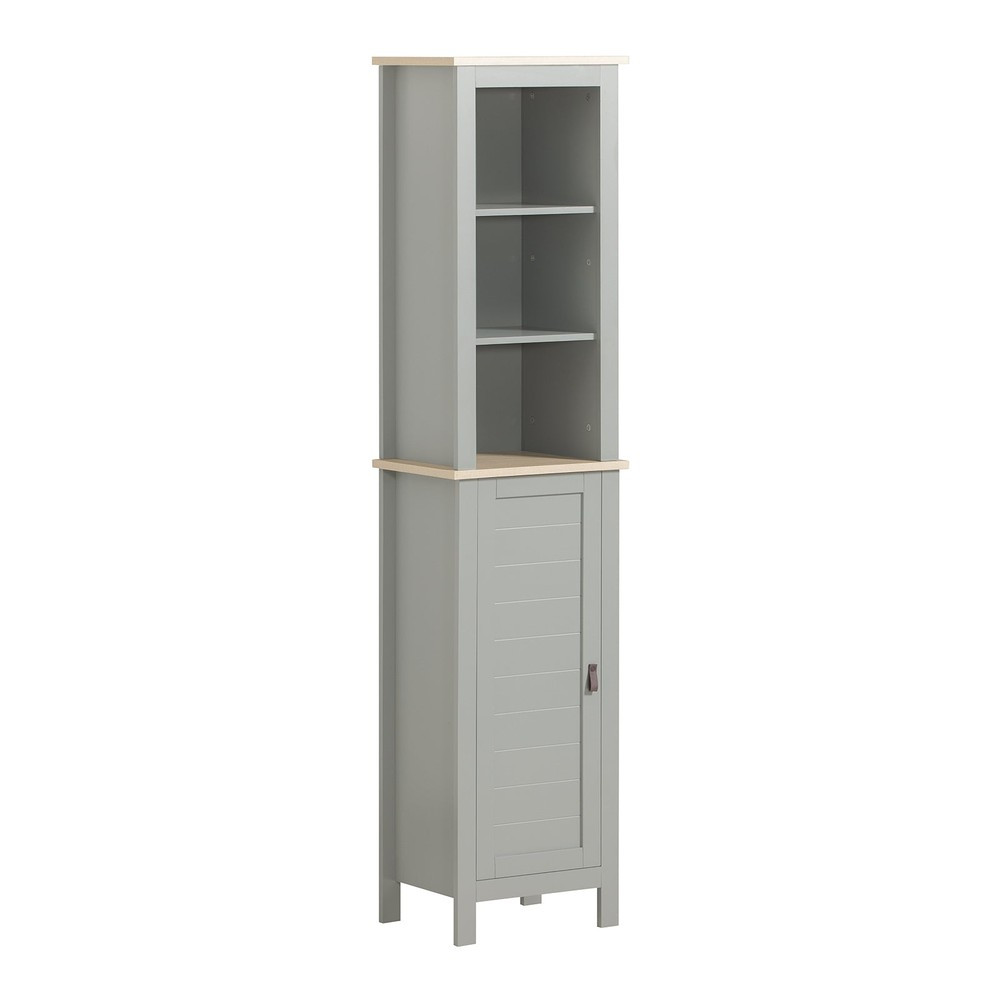 SoBuy Słupek łazienkowy z 1 drzwiami Jasnoszary 39x30x168cm BZR68-HG