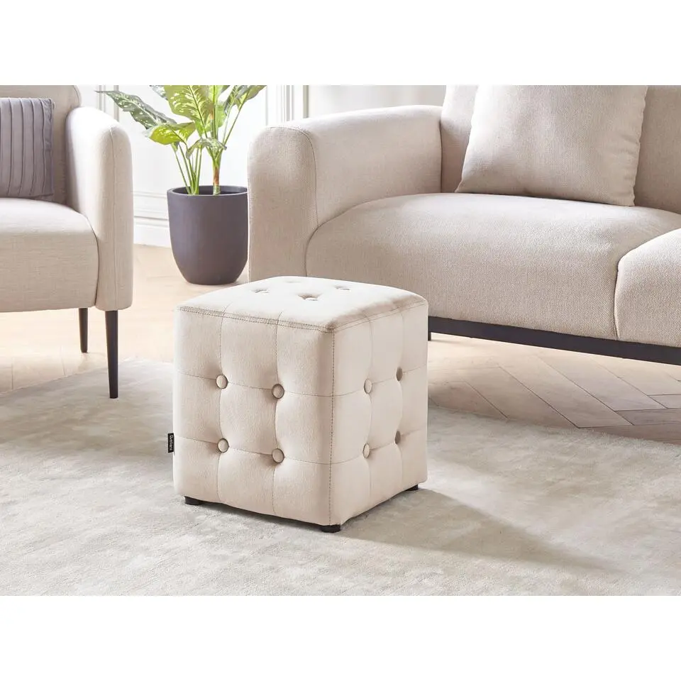 WISCONSIN - Poef - Lichtbeige - Stof