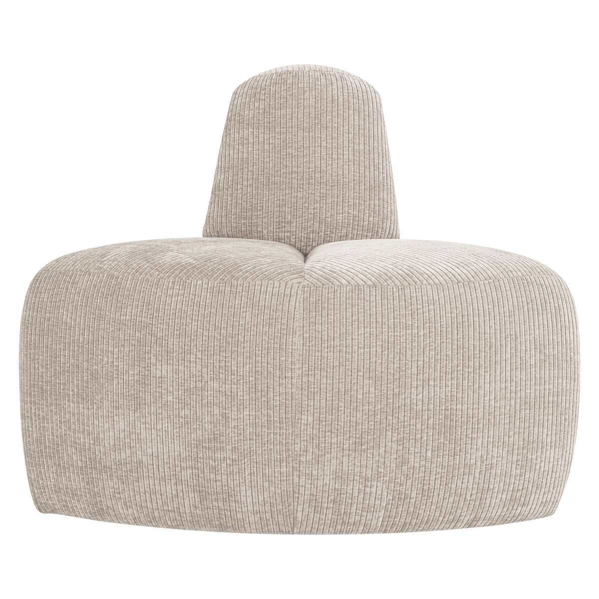 WOOOD eetbank hoek rond rugleuning Mojo - Ribstof - Ecru - 83x100x74