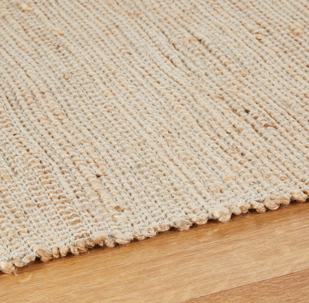 LODGE - Tapis en coton recyclé et jute tissés beiges 120x180