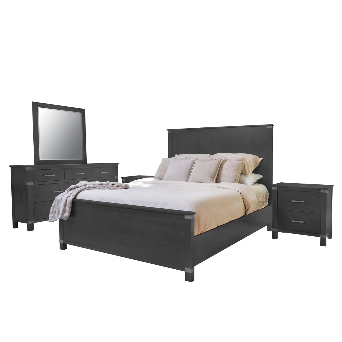 Declan 5 Piece King Bedroom Set, Black