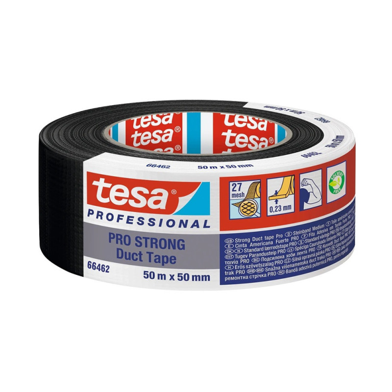 Ruban adhésif toilé Pro Strong Duct Tape Eco noir 50 mm x 50 m TESA