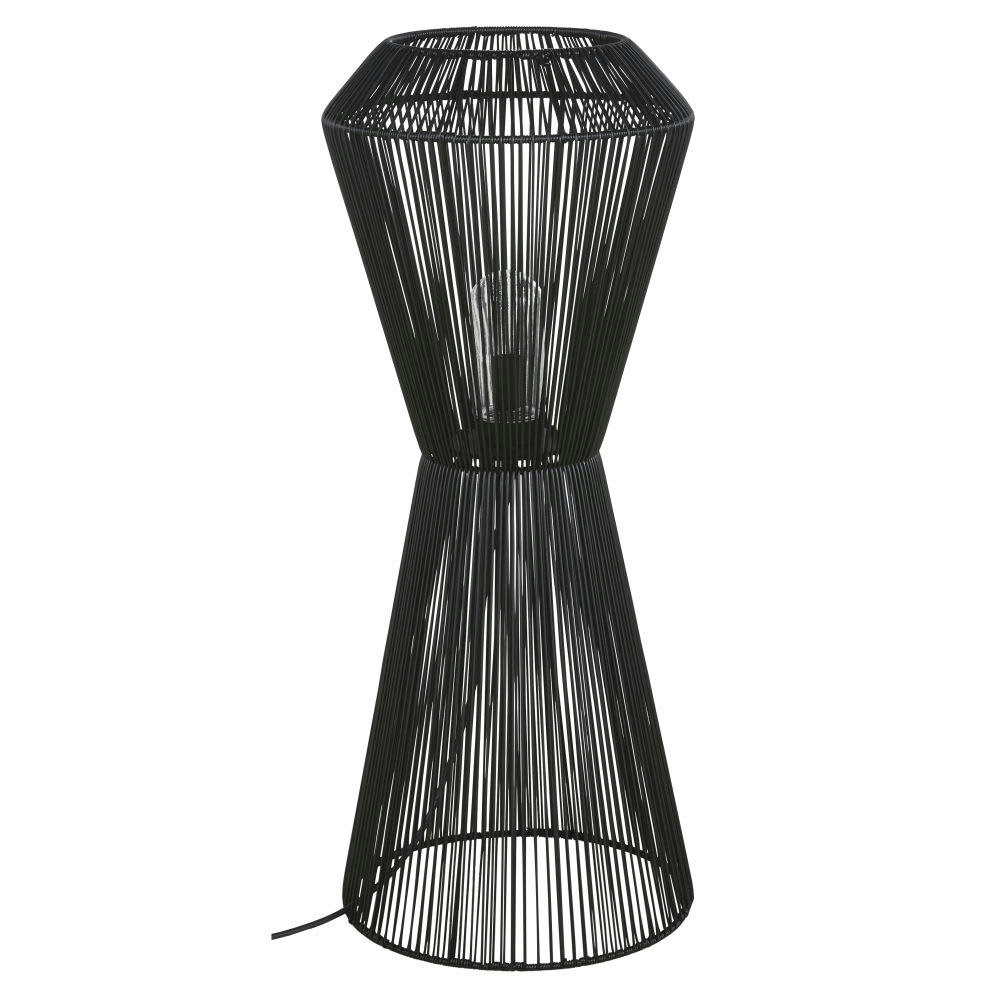 TRIBE - Lampadaire d'extérieur en métal et polyrotin noirs H100