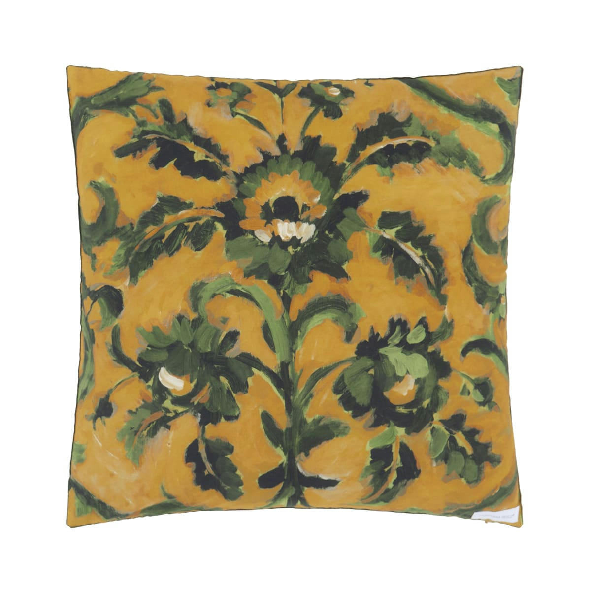 GUERBOIS - Housse de coussin imprimée en percale de coton jaune 60x60