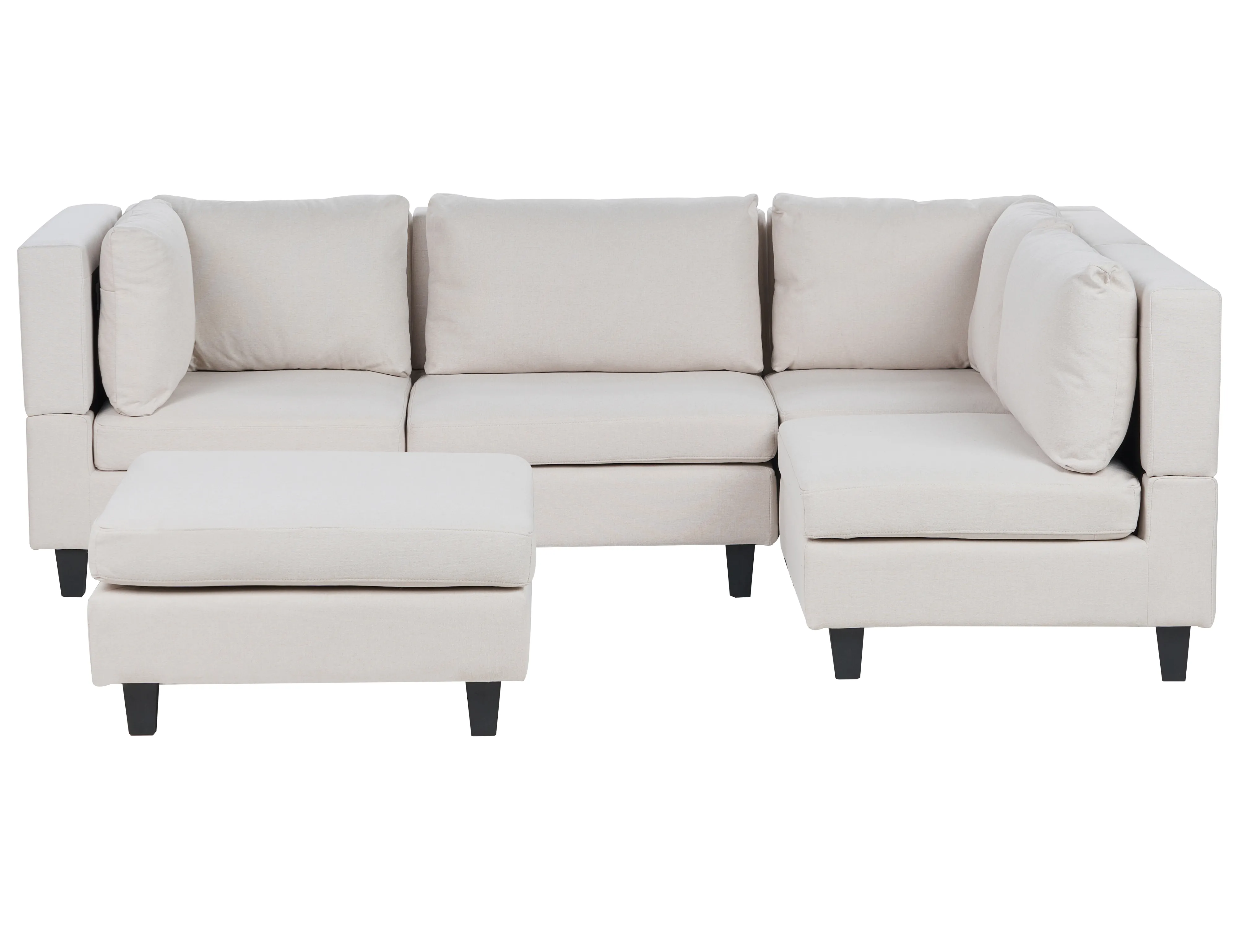 Modular Corner Sofa 4 Seater UNSTAD Fabric Light Beige with Ottoman Left Hand
