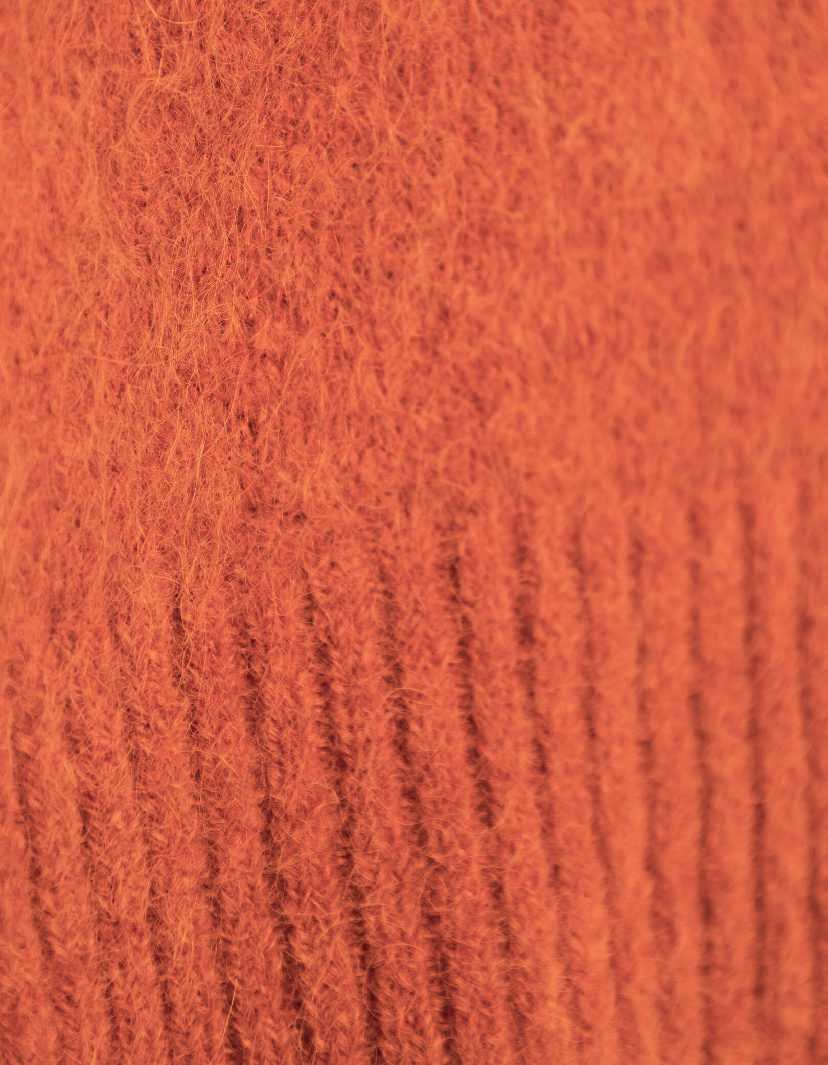 Pull col V orange tricot mix alpaga Femme
