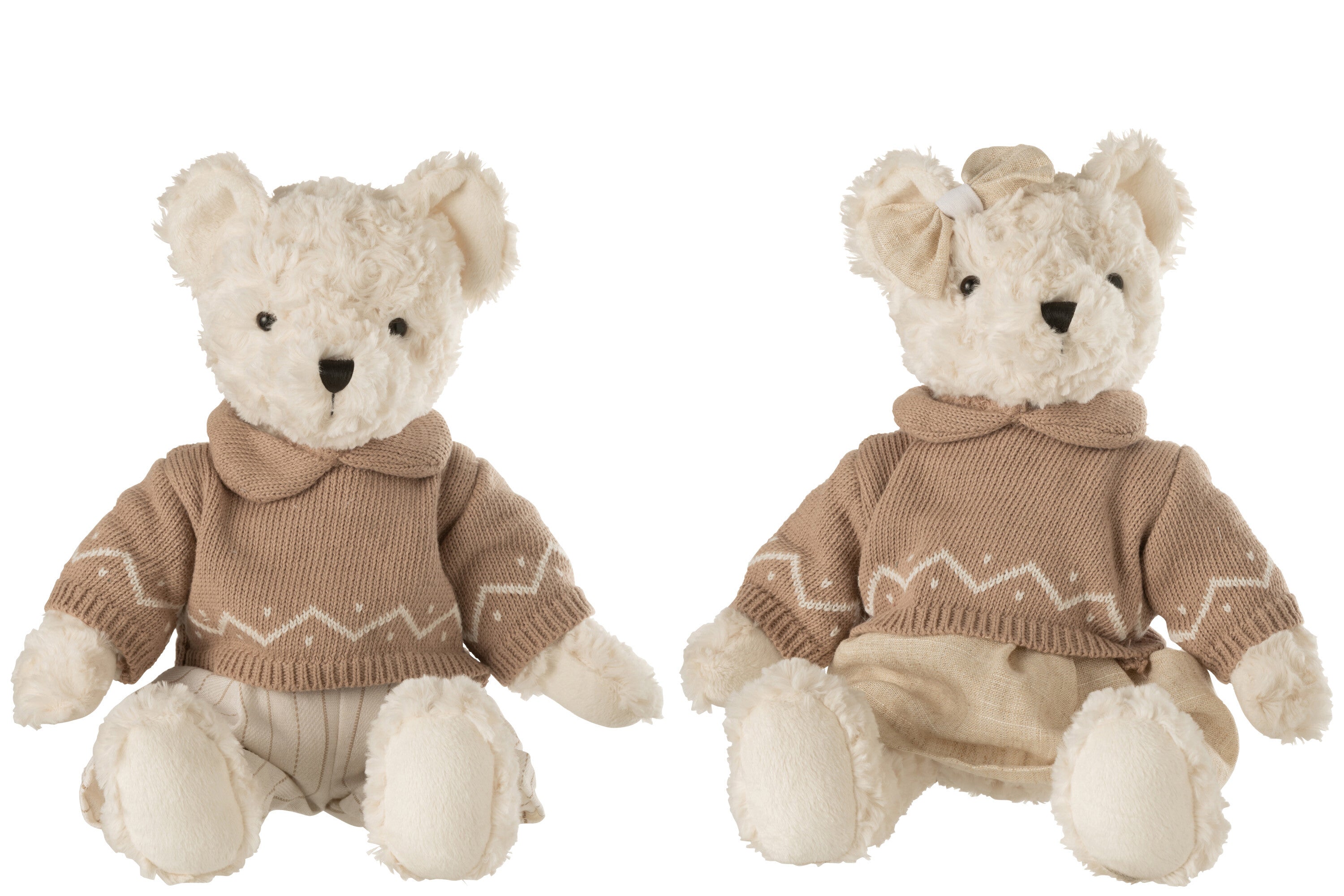 J-Line knuffel Beer Jongen/Meisje   Kledij - polyester - wit - large - 2 stuks
